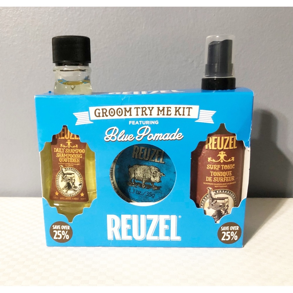 Reuzel Blue Pomade Groom Try Me Kit, NEW